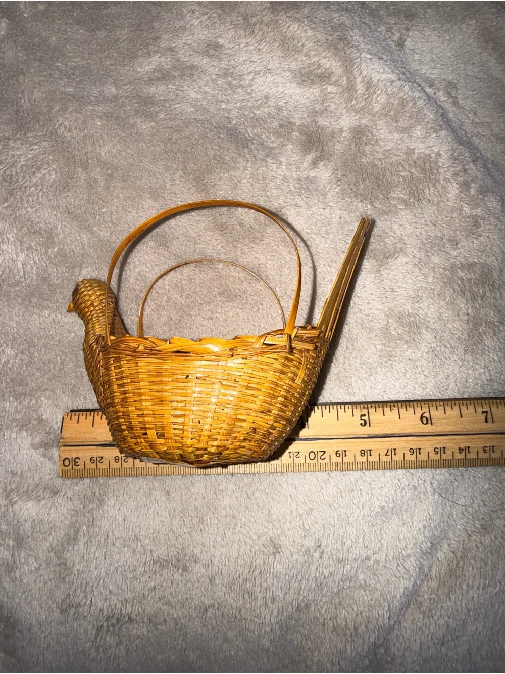 Vintage Decorative Straw Bird Basket with Handles